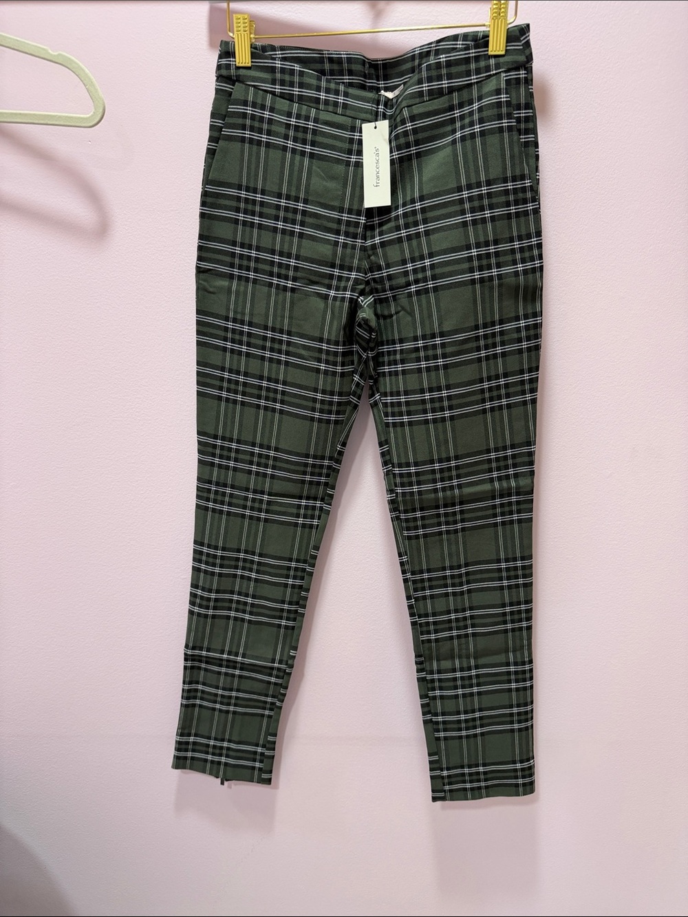 Francesca's Olive and Black Plaid Trousers